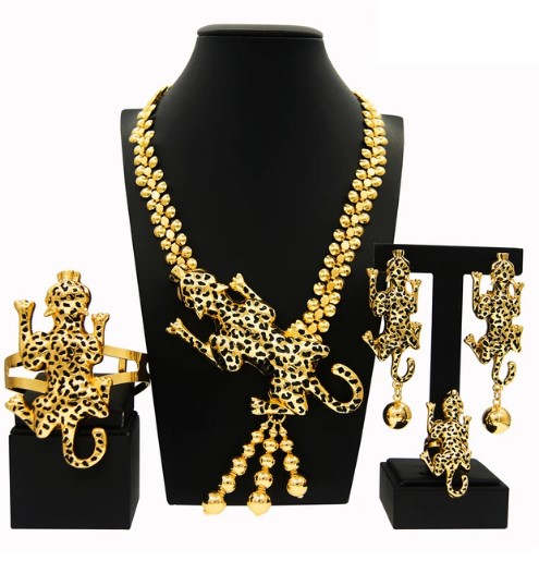 Fashion Woman Jewelry Set Big Leopard Necklace Plating Real 